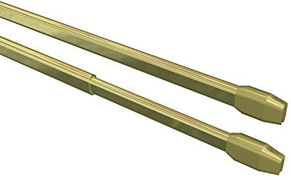 Flairdeco Vitragestangen mit Schraubhaken, Scheibenstangen oval, Metall-Kunststoff, Messing, ausziehbar 50-80 cm, 2 Stück