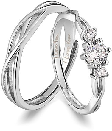 ANAZOZ Anelli Personalizzabili,Gioielli Fedine Argento 925 Fedi Nuziali Coppia Con 2 Rings Anello di Fidanzamento,Fedi Nuziali