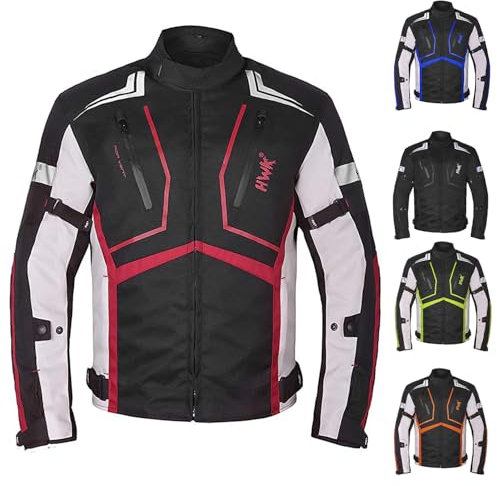 HWK Motorradjacke für Damen und Herren Skorpion mit Cordura-Gewebe für Enduro Motocross Motorrad Reiten, Rot/Ausflug, einfarbig (Getaway Solids), L