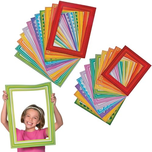 Fun Express Paper Frames - Creative Craft Supplies for Kids - Ideal for DIY Art Projects Memory Making Educational Activities & Fun Home Crafts - Perfect for Schools Parties & More - 24 Pieces