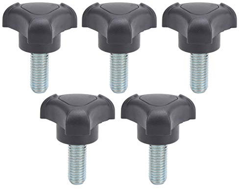 5 pièces vis de serrage de bouton à main avec poignée triangulaire en plastique, vis moletée filetée boutons de poignée vis à oreilles, M10 25mm