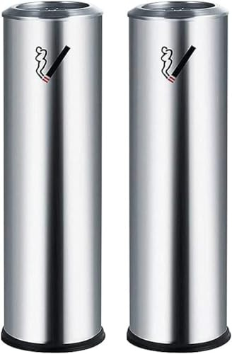 LDAOS 2PCS Standing Ashtray Outdoor for Patio Tall Outside Ashtrays for Cigarette Butt Receptacle Disposal Commercial Metal Cigar Ash Tray Container
