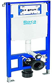 Roca A890070020 Duplo WC One-Bastidor con Cisterna compacta empotrable de Doble Descarga para Inodoro suspendido. Codo de 90 ø / 110 ø, Acero, Azúl