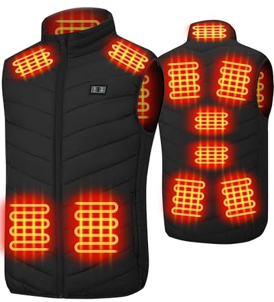 Chaleco calefactado por USB, chaleco térmico eléctrico, chaqueta de invierno para exteriores, motocicleta, camping, pesca, esquí, Negro -, 4X-Large