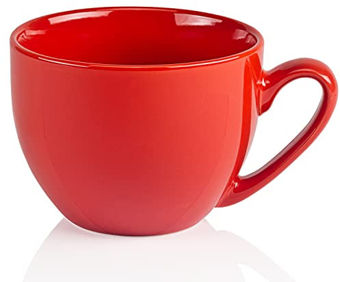 Faszination Wohnen Tasse groß Porzellan 600 ml Jumbotasse bunt XXL Jumbobecher Rot Kaffeebecher Kaffeetasse