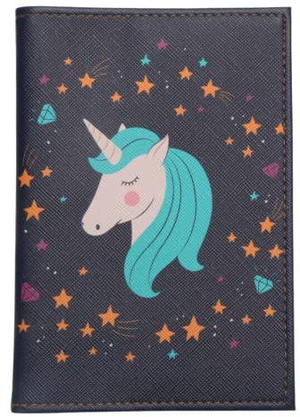Housse de passeport licorne magique pour femme et fille - Porte-documents de voyage pour carte d'identité de vacances, Noir , Taille unique, Moderne