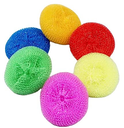 Scheuerschwämme aus Kunststoff, rund, Scheuerschwämme für Geschirr, Premium-Scheuerschwämme, kratzfest, 6 Stück