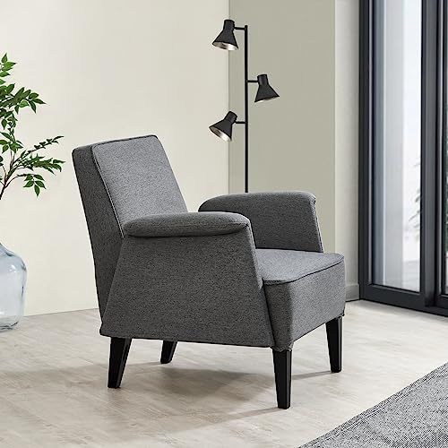 [en.casa] Fauteuil de Salon Élégant Siège Rembourré avec Accoudoirs Petite Chaise Confortable pour Séjour Chambre Bureau Bois Stratifié Polyester Polyuréthane 82 x 78,5 x 77 cm Gris Foncé Noir