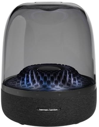 Harman Kardon Aura Portable Bluetooth Speaker with 360-Degree Audio and Ambient Light, Black