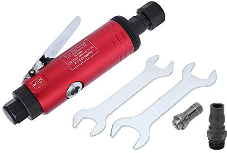 Amoladora Neumática, 25000 Rpm 90 PSI Amoladora Neumática Recta Ajustable de Acero Inoxidable, con Pinza de 3 Mm y 6 Mm, para Herramienta Rotativa (Estilo japones)