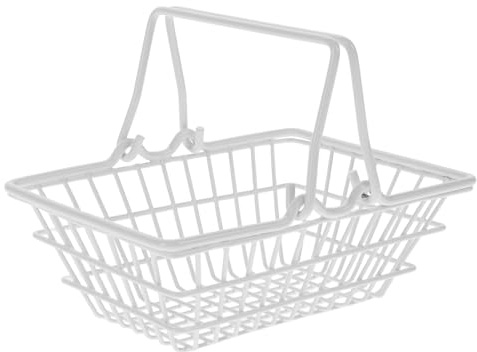 MUCKLILY Mini shoppingkorg liten shoppingkorg leksak livsmedel med handtag skrivbord diverse förvaringskorg tråd matförvaringskorg hylla för hemmakontor
