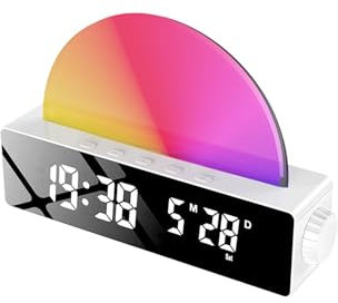 PWSHZ Sveglia Sveglia creativa grande Sveglia alla moda con alba e sveglia for camera da letto, decorazione for ragazzo e ragazza, comodino Alarm Clock (Color : White)