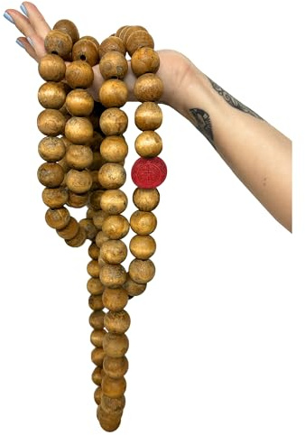 SAMSARA Japamala Oversize - 1 metro - in Legno 108 Grani | Mala Tibetano Tradizionale di grandi dimensioni per Preghiera e Protezione - 2/4cm (DIAMETRO PERLA 4CM)
