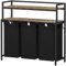 Lifewit Wäschekorb 3 Fächer, 120L/40 x 3L Wäschesammler mit 2 Ablage, Laundry Baskets mit herausziehbaren Säcken, Wäschesortierer für Waschküche Schlafzimmer, Rustikal Braun &Schwarz