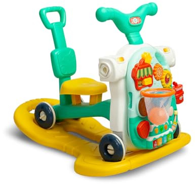 CARETERO - Ayuda de Aprendizaje para Bebés - Babywalker 5en1 - a Partir de 12 Meses con Tablero de Aprendizaje - Juego y Andador - Aprender a Caminar y Desarrollar la Motricidad Fina - Turquesa