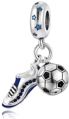 Rimgoris 925 Sterling Silber Anhänger Charm für Frauen Armbänder Sport Hobbys Fußbälle und Fußballschuhe Geburtstag Geschenk Charms für Frauen