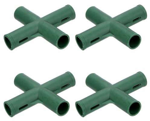 M METERXITY 4pz 19mm Connettori per Costruzione Telaio Serra, Raccordo a 4 Vie per Tubo Piatto per Pergola/Vela Parasole/Giardinaggio Pali Piante, Accessori per Serre [Verde]