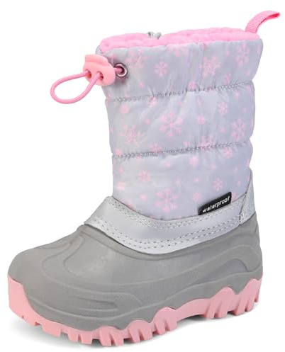 Apawwa Zapatos de invierno para niños Botas de invierno al aire libre Niños Botas de nieve con forro cálido Niñas HD481 Color Pink Size 27