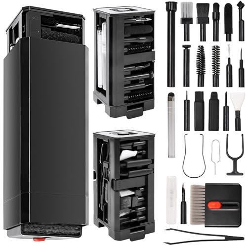 Juego de Limpieza 32 en 1 para teléfono móvil con Cepillo, Accesorios de Limpieza multifuncionales para la Limpieza de Productos electrónicos como Airpods, teclados, portátiles (Negro)