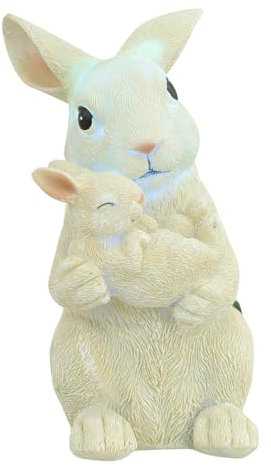 Housoutil Solar-Kaninchen-Licht Bausatz im Freien Laterne Sonnenfee Korb groß solar-gartenbeleuchtung gartenbeleuchtung mit solar gartensolarbeleuchtung Kaninchenstatue Kaninchen- Harz