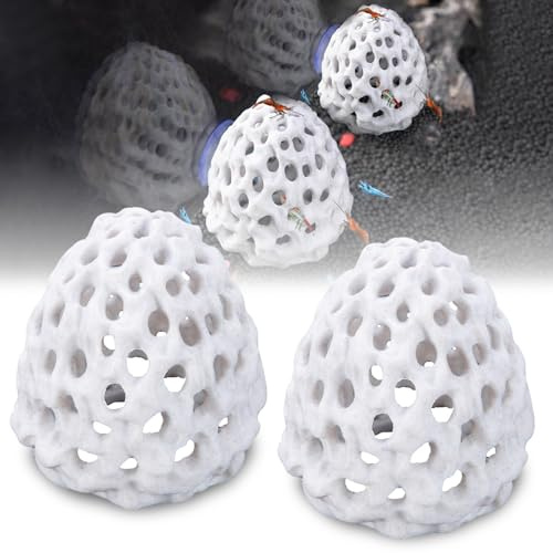 Lot de 2 cachettes d'aquarium - Maison de crevettes - 7 x 8 cm - Simulation poreuse - Décoration de grotte - Accessoire de bassin à crevettes - Ornements multifonctionnels pour bol à poissons