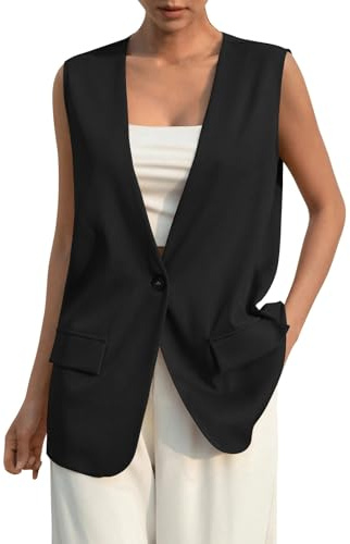 IQYU Blazerväst dam kort elegant – blazer väst dam ärmlös sweatblazer 2025 ärmlös lätt sommarjacka smal passform kostymväst vintage sommar täckkappa sportig blazer jacka kavaj