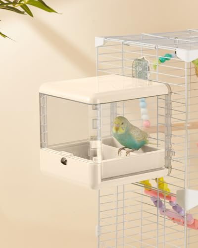 Bagno per uccelli per gabbia, ciotola per uccelli sospesa, accessori per gabbia per uccelli adatti a uccelli di piccole e medie dimensioni, pappagalli, inseparabili, fringuelli, parrocchetti (Bianco)