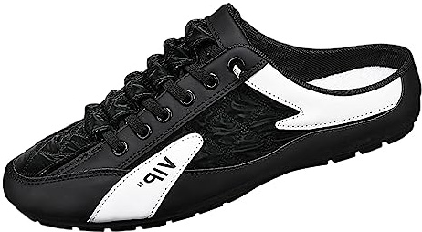 Mules Homme Cuir Patchwork Imperméable Mules et Sabots Homme Ete Legere Respirant Chausson Confort Slip on Été Basket Ouverte de Marche Chaussures Orthopédiques Sabot Pantoufles Mule Basket Sans Lacet