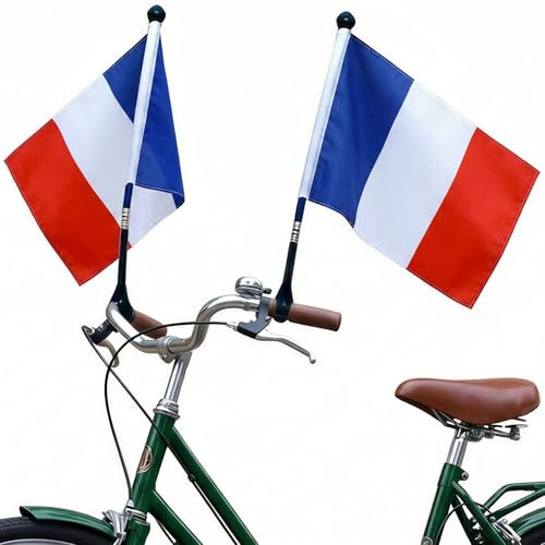 AURALIN Drapeaux de vélo France lot de 2 en polyester avec clip pour fans