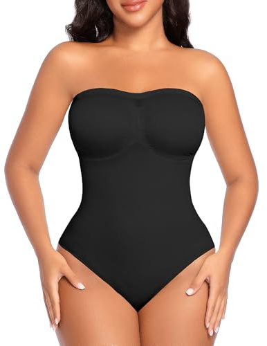 Werena Women Strapless Thong Tummy Control Shapewear Bodysuit | Seamless Full Body Shaper, Shaping Slimming Body Suit With 2 Removable Straps, Convenient Hook & Eye Closure, No Bra Pads
