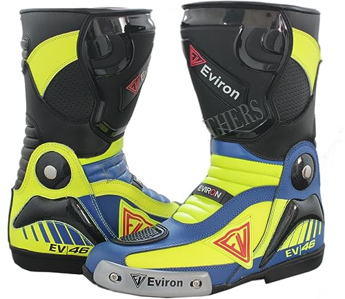 Bottes de protection pour moto EV 46, Noir/bleu florocent, 44.5 EU