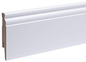 Leiste24 Fußleiste Berliner - Hamburger Profil 100 x 17 x 2.400 mm Weiss | stabiler MDF-Kern | integrierter Kabelkanal und Clipfräsung | Sockelleisten weiß 100 mm