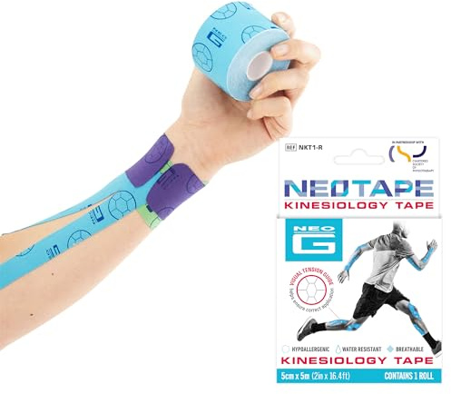 Neo-G Kinesiology Tape – Breathable Elastic Therapeutic Sports Tape for Pain Relief, Knee, Shoulder, Ankle, Epicondylitis, Injury Recovery - Water Resistant – Class 1 Medical Grade – Unisex – Blue