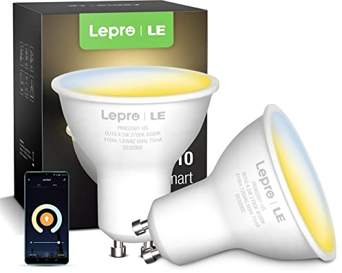 Lepro Alexa GU10 LED Light Bulbs - 50W Halogen Equivalent Smart GU10 Bulb Works with Alexa & Google Assistant,Voice and App Control,2700-6500K Tunable Track Light Bulb, No Hub Required, 2.4G WiFi Only