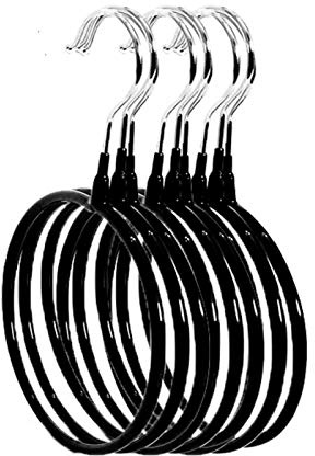 Joyindecor Belt/Scarf Hangers for Closet - 8 PCS Nonslip Space Saving Steel Tie Rings Holder Organizer for Neckties, Shawls Scarves, Veils, Pashminas Display(8 Pack, Black)