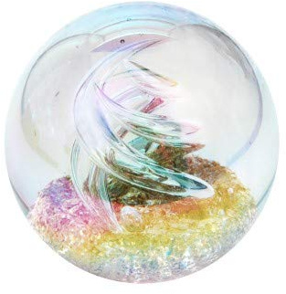 Pfronten Traumkugel 261 (6,5-7cm) Goldboden mit Blase Öleffekt - Glaskugel, Briefbeschwerer, Paperweight