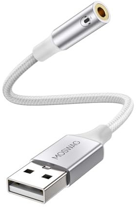 MOSWAG Adattatore audio jack per cuffie da USB a 3,5 mm da 20 cm, supporto per cuffie da USB a 3,5 poli TRRS a 4 poli, scheda audio stereo esterna per PC, laptop, PS4, Mac ecc.