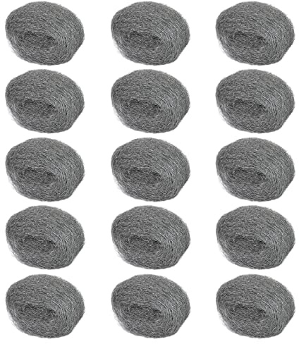 15 Pack 2.4 x9.8 ft Steel Wool for Mice Control - #3 Steel Wool Fill Fabric DIY Kit - Coarse Wire Wool Hardware Cloth - Gap Blocker Keep Mice Away from Holes, Siding, Pipeline, Vents in Garden Garage