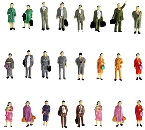 for FACULX - 50 figuras de personas, modelo a escala 1:87, trenes arquitectónicos, figuras de personas pequeñas, calibre O, sentado y de pie para escenas en miniatura