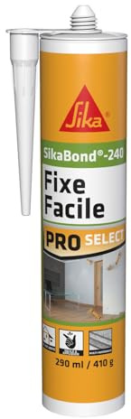 SIKA - Colle acrylique d’agencement - SikaBond-240 Fixe Facile blanc cassé - Intérieur, extérieur abrité - Multi-support - Maintien immédiat - 290 ml