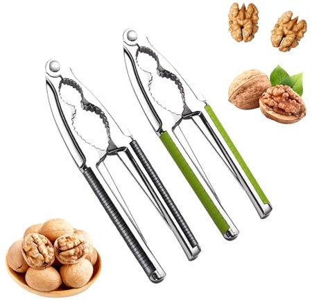 2PCS Schiaccianoci in Metallo,Schiaccianoci Acciaio Inox, Schiaccianoci,Schiaccianoci Clip con Manico in Silicone,Cracker Sheller,per Noci, Noci Pecan, Mandorle, Pistacchi,Frutti di Mare
