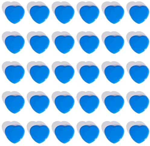 ZDZBLX Confezione da 30 calamite per frigorifero, mini magneti blu a forma di cuore per lavagna bianca, bacheca, artigianato, ufficio e casa, magneti decorativi resistenti per adulti, piccoli punti