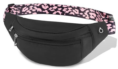 Bauchtasche Damen Gürteltasche Damen - Mode Gürteltasche, Brusttasche Umhängetasche Crossbody-Taschen mit verstellbarem Schulterriemen mit Leopardenmuster, Bauchtasche wasserdicht, schwarz1