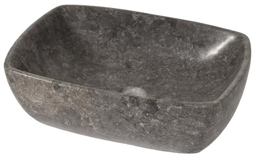 Mendler Marmor-Waschbecken HWC-M77, Aufsatzwaschbecken Waschtisch Waschplatz Waschschale Badezimmer, Naturstein 15x51x36cm, grau