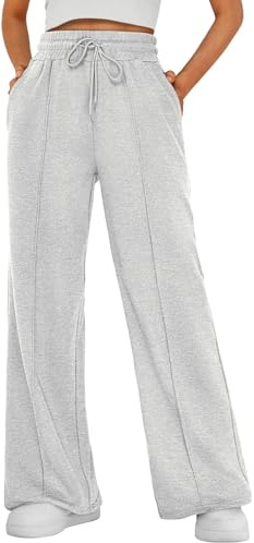 AUTOMET Womens Wide Leg Sweatpants Baggy Lounge Travel Cargo Pants Fall Fashion Outfits 2025 Winter Clothes Joggers Gray S