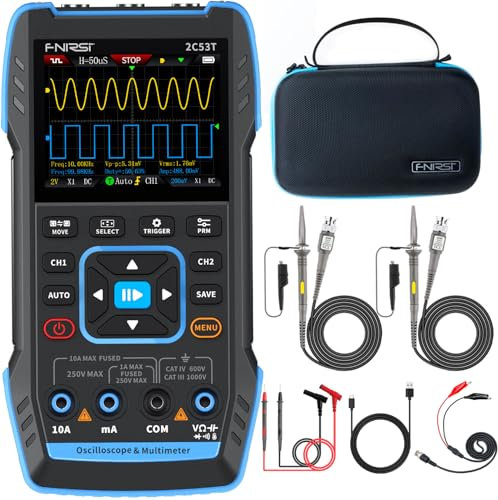 FNIRSI 3 in 1 Oscilloscope 2 Channel Multimeter Signal Generator 2MHz Bandwidth 250 MS/s Sample Rate