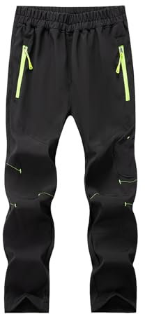 XINYUNZU Schneehose Kinder Softshellhose Wasserdicht Winddicht Skihose Thermohose Winterhose Warm Ski Hose Wanderhose Regenhose Snowpants Outdoor Hosen Sale Angebote Schwarz 13 Jahre