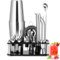 Cinnani 750ml Boston Shaker Cocktail Set,15 Pièces Kit Cocktail Shaker en Acier Inoxydable avec Support,Professionnel Bar Barman Shaker à Cocktail Kit,Ensemble de Cocktail Shaker kit pour Bar