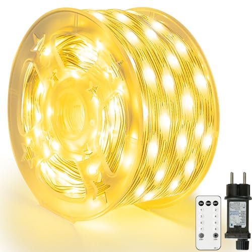 ZEWETO Lichterkette außen, 30M Weihnachtsdeko Aussen 300 LEDs Lichterkette Weihnachtsbaum innen mit Fernbedienung Timer 8 Modi IP65 Weihnachtsbeleuchtung für Garten Balkon Hochzeit Fenster Türen