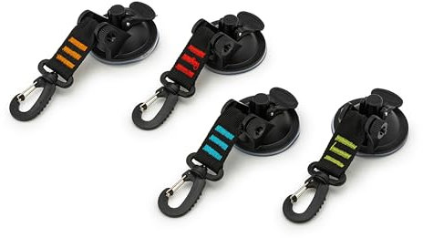 4Pcs Multi-Coloured Suction Cups With Hooks/straps by Manhattan International. Best for Multipurpose Heavy Duty Sucker Cups Hooks for Home, Outdoor Car Window, Camping, Van, Truck, Awning Boat Tarp.